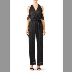 Waverly Grey Metallic Plisse Wrap Jumpsuit S *flaws